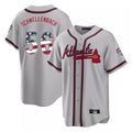 Silnrao A.Braves #56 Spencer Schwellenbach Player Gray USA 250 Fourth Of July Limited Home Game Stitched Jerseys