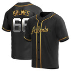Pkot A.Braves #66 Grant Holmes Player Black&Gold Replica en Alternate Stitched Jerseys