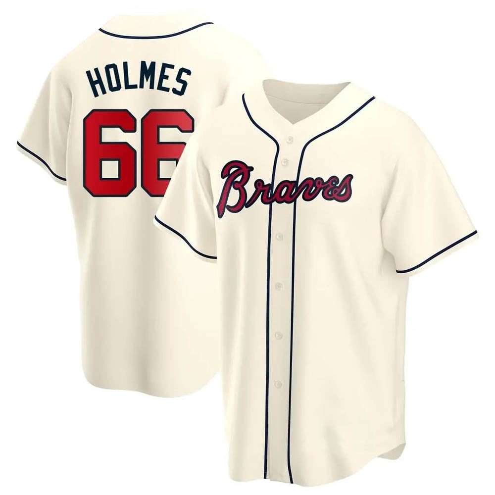 Pkot A.Braves #66 Grant Holmes Player Cream Replica Alternate Stitched Jerseys