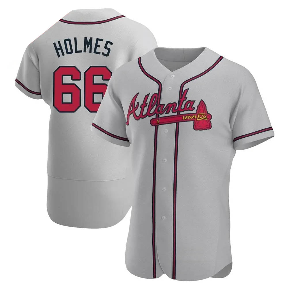 Pkot A.Braves #66 Grant Holmes Player Gray Authentic Road Stitched Jerseys