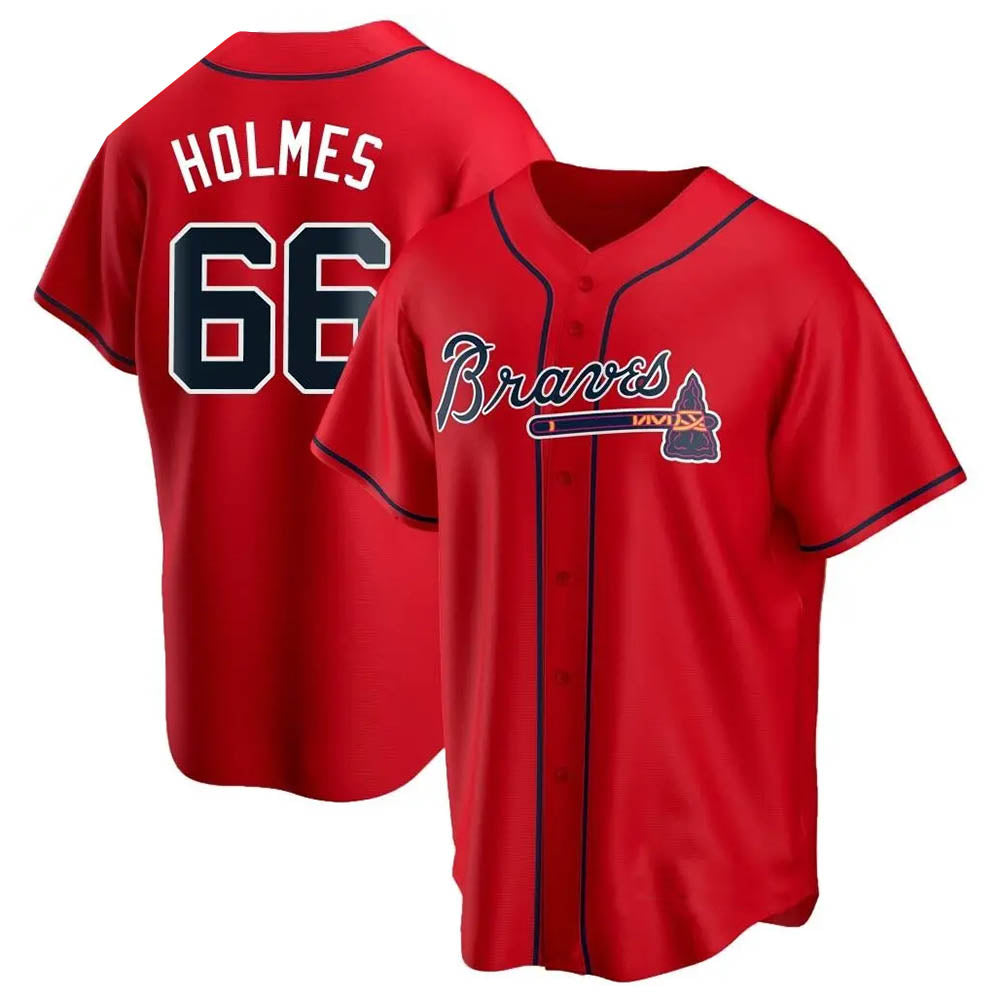 Pkot  A.Braves #66 Grant Holmes Player Red Replica Alternate Stitched Jerseys