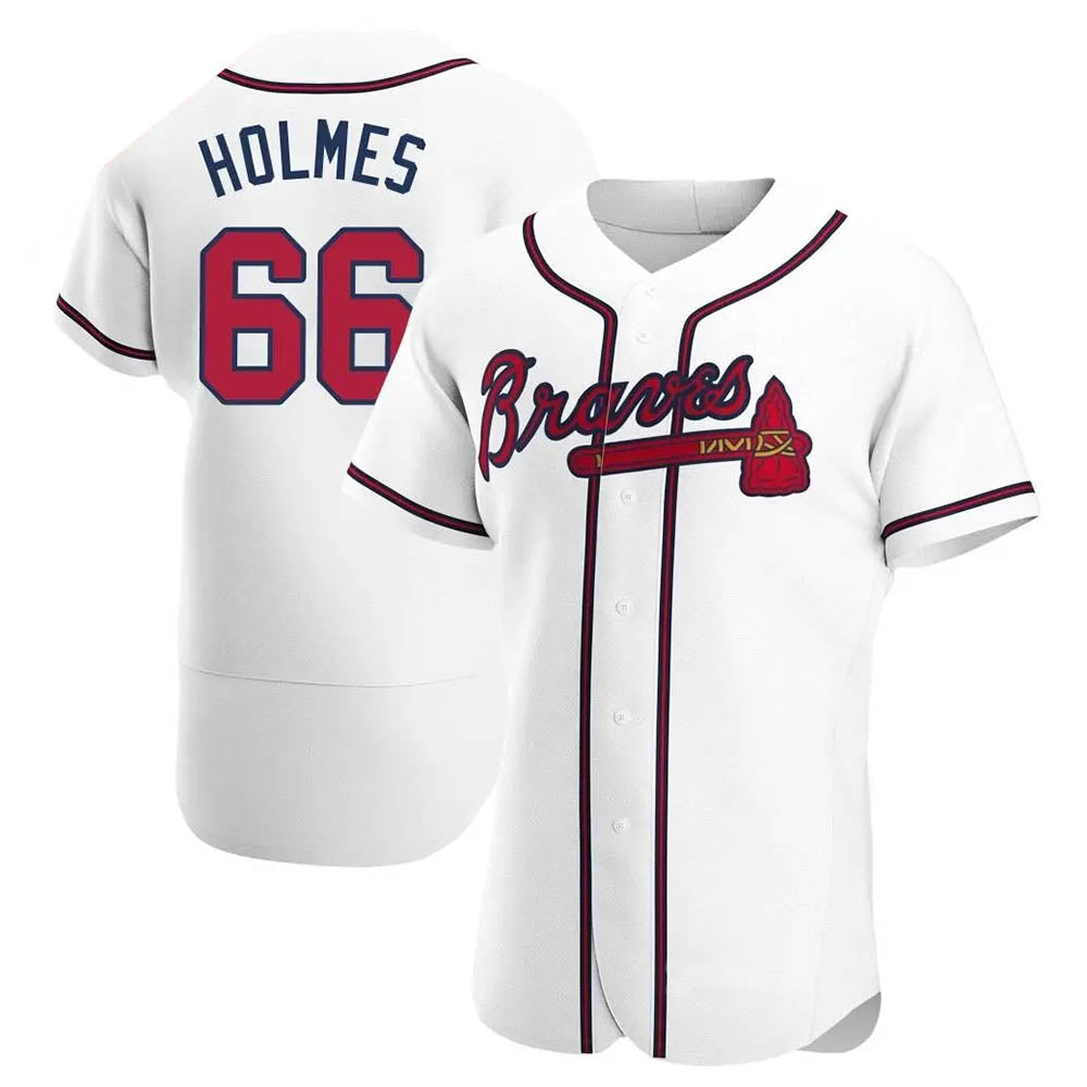 Pkot  A.Braves #66 Grant Holmes Player White Authentic Home Stitched Jerseys
