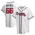 Pkot A.Braves #66 Grant Holmes Player White Replica Home Stitched Jerseys