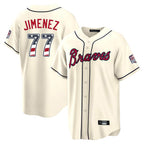 Silnrao A.Braves #77 Joe Jimenez Player Cream USA 250 Fourth Of July Limited Home Game Stitched Jerseys