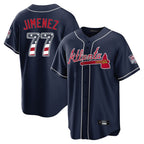 Silnrao A.Braves #77 Joe Jimenez Player Navy USA 250 Fourth Of July Limited Home Game Stitched Jerseys