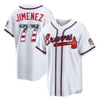 Silnrao A.Braves #77 Joe Jimenez Player White USA 250 Fourth Of July Limited Home Game Stitched Jerseys