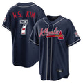 Silnrao A.Braves #7 Ha-Seong Kim Player Navy USA 250 Fourth Of July Limited Home Game Stitched Jerseyseys