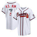 Silnrao A.Braves #7 Ha-Seong Kim Player White USA 250 Fourth Of July Limited Home Game Stitched Jerseys