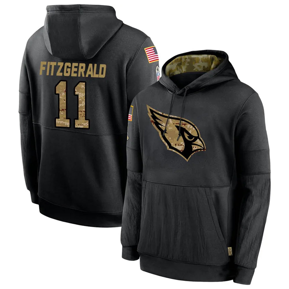 Silnrao A.Cardinals #11 Larry Fitzgerald Player Black Salute to Service Hoodies Stitched Jerseys