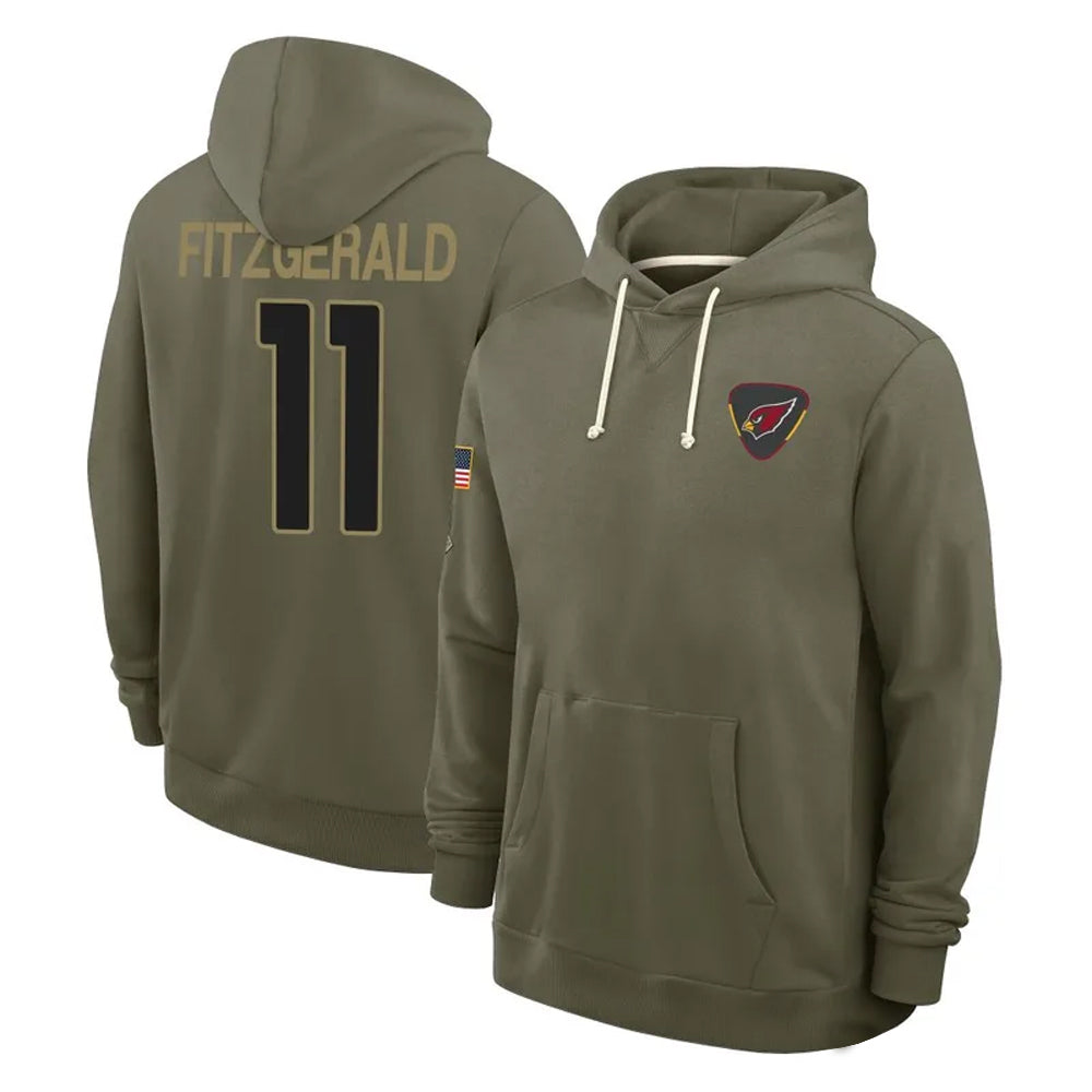 Silnrao A.Cardinals #11 Larry Fitzgerald Player Olive Salute to Service Hoodies Stitched Jerseys