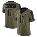 Silnrao A.Cardinals #11 Larry Fitzgerald Player Salute To Service Olive Stitched Jerseys
