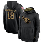 Silnrao A.Cardinals #18 Marvin Harrison Jr. Player Black Salute to Service Hoodies  Stitched Jerseys