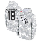 Silnrao A.Cardinals #18 Marvin Harrison Jr. Player Camo Salute to Service Hoodies Stitched Jerseys