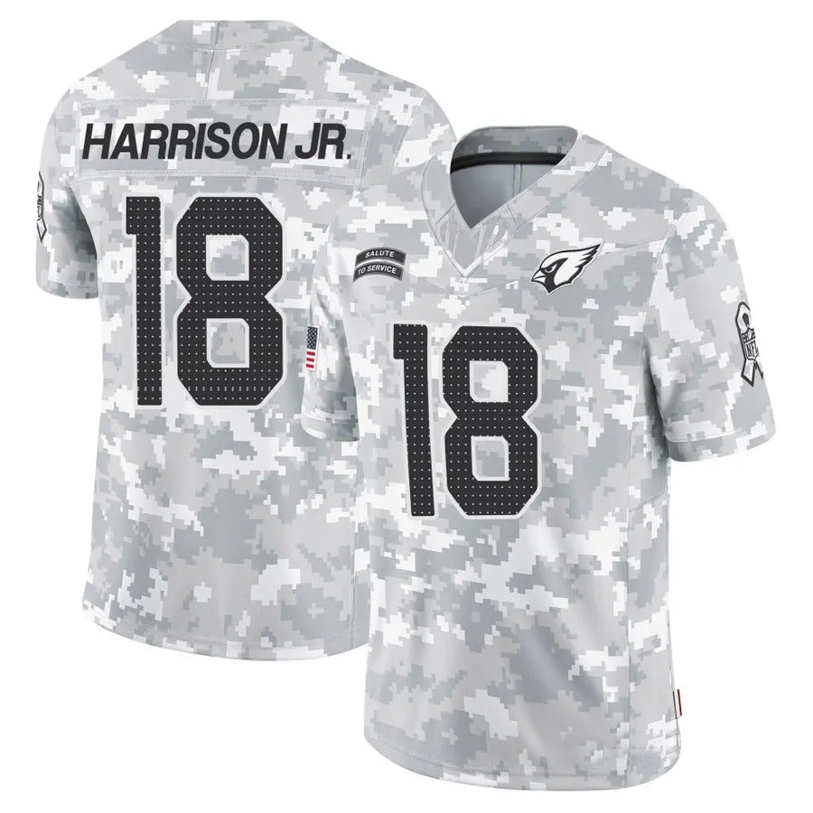 Silnrao A.Cardinals #18 Marvin Harrison Jr. Player Camo Salute to Service Limited Stitched Jerseys
