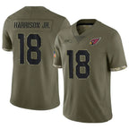 Silnrao A.Cardinals #18 Marvin Harrison Jr. Player Olive Salute To Service Stitched Jerseys
