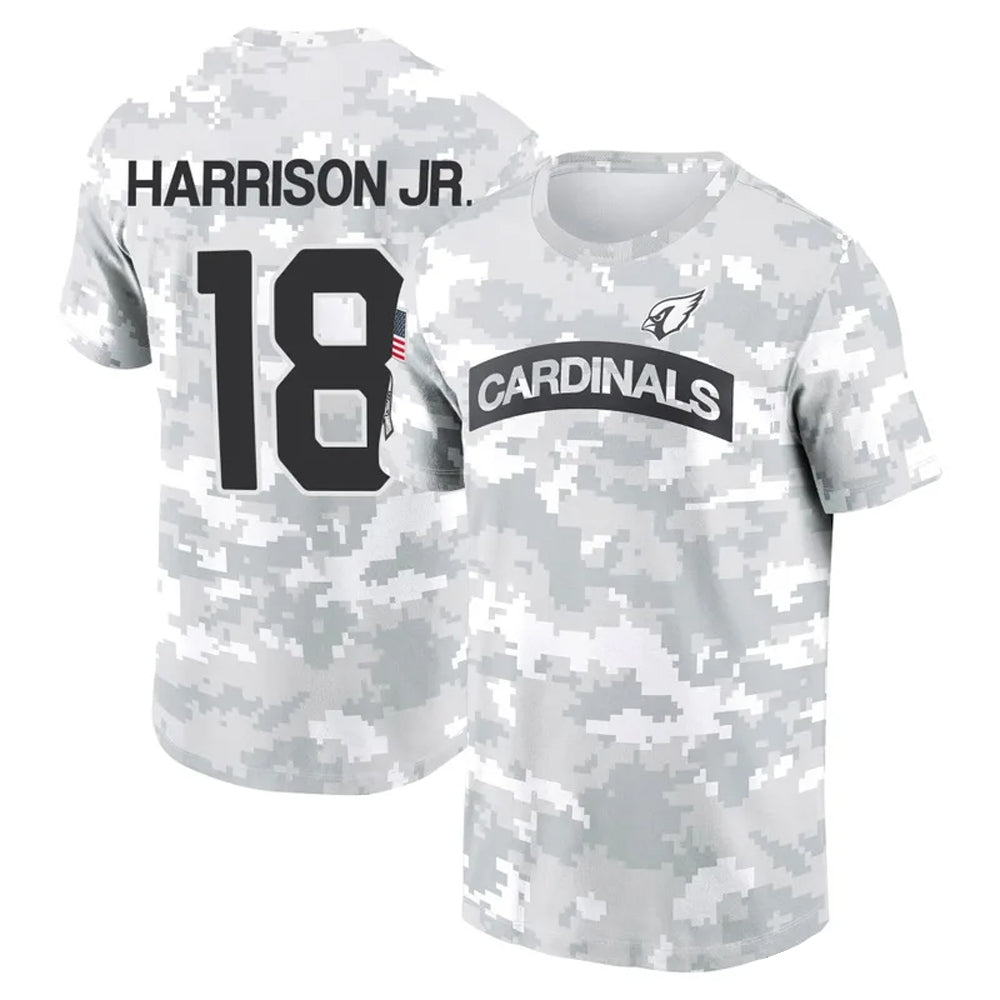 Silnrao A.Cardinals #18 Marvin Harrison Jr. Player Salute to Service Hoodies & T-Shirts Stitched Jerseys
