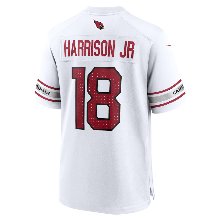 Silnrao A.Cardinals #18 Marvin Harrison Jr. Player White Game Road Stitched Jerseys