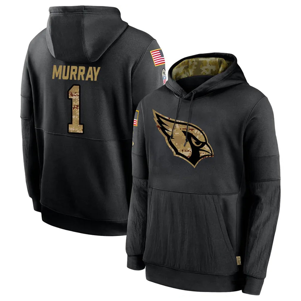 Silnrao A.Cardinals #1 Kyler Murray Player Black Salute to Service Limited Hoodies Stitched Jersey