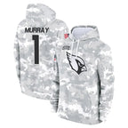 Silnrao A.Cardinals #1 Kyler Murray Player Camo Salute to Service Hoodies  Stitched Jerseys