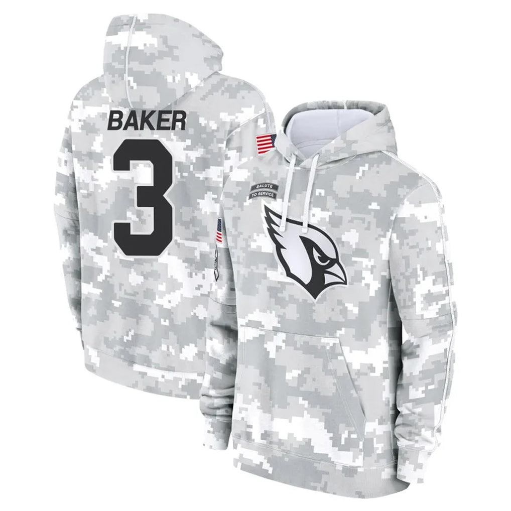 Silnrao A.Cardinals #3 Budda Baker Player Arctic Camo Salute to Service Limited Hoodie Stitched  Jerseys