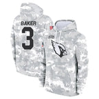 Silnrao A.Cardinals #3 Budda Baker Player Arctic Camo Salute to Service Limited Hoodie Stitched  Jerseys
