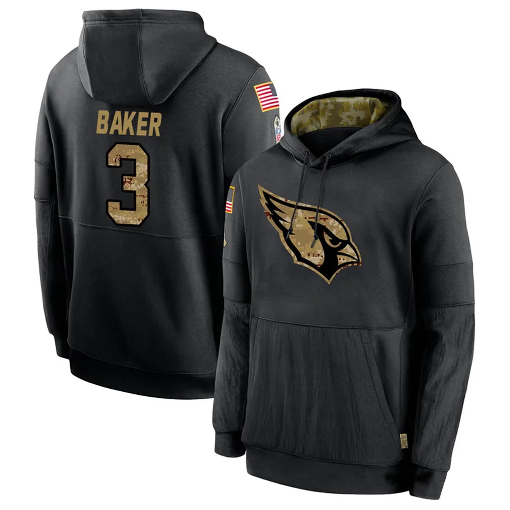 Silnrao A.Cardinals #3 Budda Baker Player Black Salute to Service Limited Hoodie Stitched  Jerseys