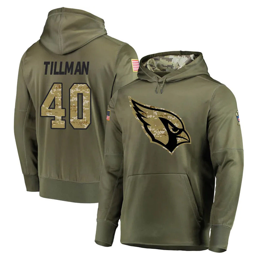 Silnrao A.Cardinals #40 Pat Tillman Player Olive Salute to Service Limited Hoodie Jerseys