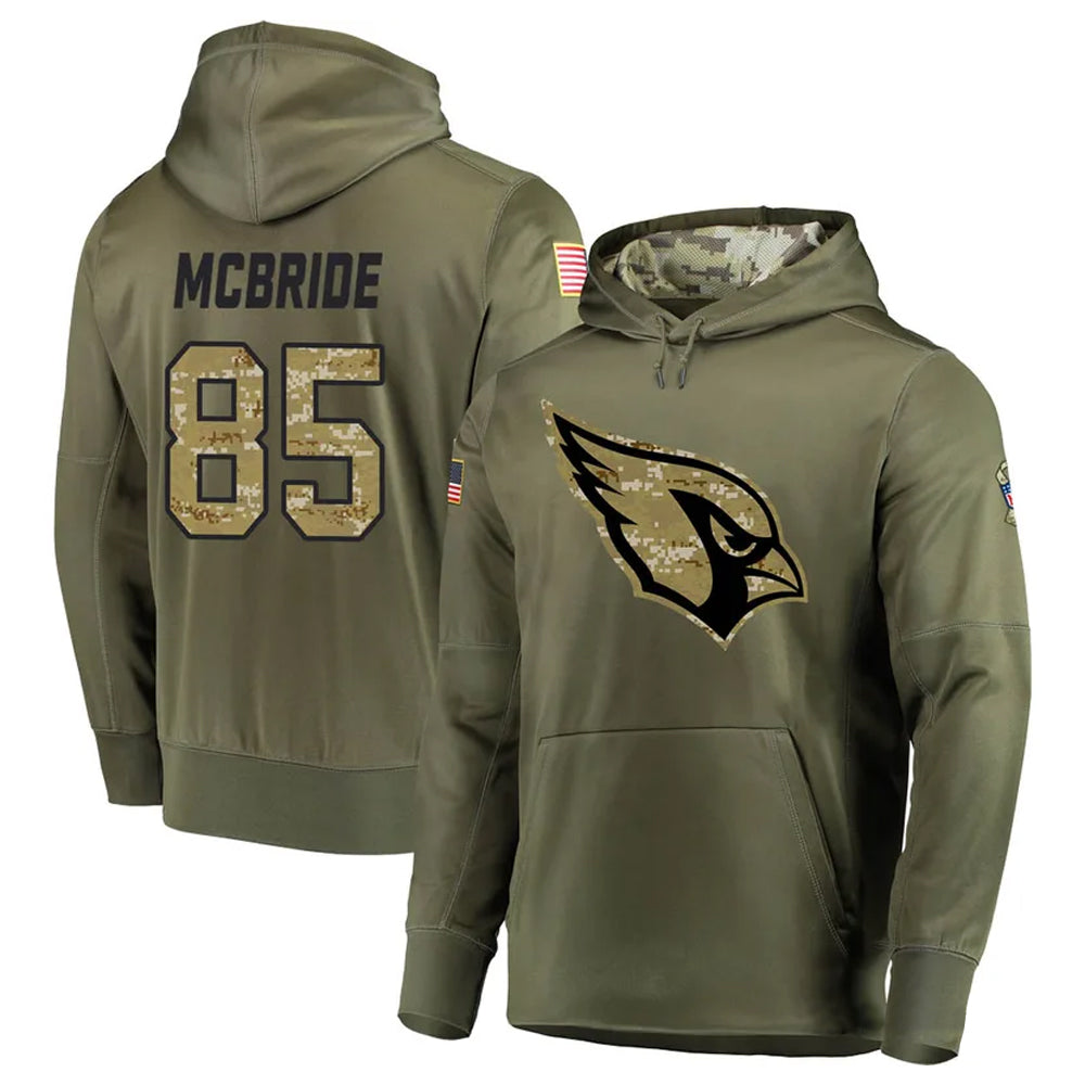 Silnrao A.Cardinals #85 Trey McBride Player Olive Salute to Service Limited Hoodies Stitched Jerseys