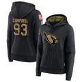 Silnrao A.Cardinals #93 Calais Campbell Player Black Salute to Service Hoodies Stitched Jerseys