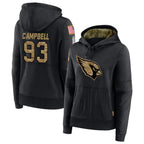 Silnrao A.Cardinals #93 Calais Campbell Player Black Salute to Service Hoodies Stitched Jerseys