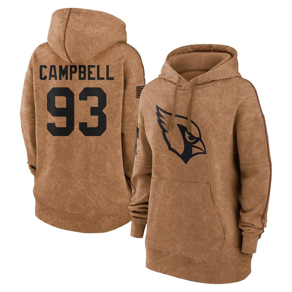 Silnrao A.Cardinals #93 Calais Campbell Player Brown Salute To Service Limited Hoodies  Stitched Jerseys