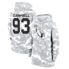 Silnrao A.Cardinals #93 Calais Campbell Player Camo Salute to Service Hoodies Stitched Jerseys