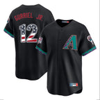 Silnrao A.Diamondbacks #12 Lourdes Gurriel Jr Player Black USA 250 Fourth of July Home Game Stitched Jerseys