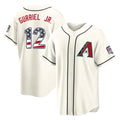 Silnrao A.Diamondbacks #12 Lourdes Gurriel Jr Player Cream USA 250 Fourth of July Home Game Stitched Jerseys