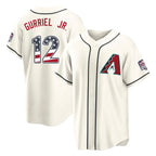 Silnrao A.Diamondbacks #12 Lourdes Gurriel Jr Player Cream USA 250 Fourth of July Home Game Stitched Jerseys