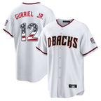 Silnrao A.Diamondbacks #12 Lourdes Gurriel Jr Player White USA 250 Fourth of July Home Game Stitched Jerseys