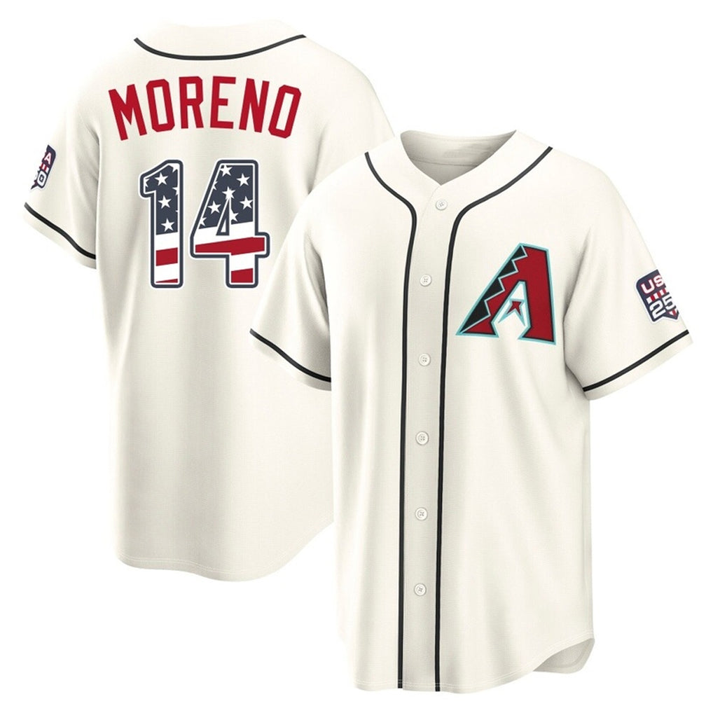 Silnrao A.Diamondbacks #14 Gabriel Moreno Player Cream USA 250 Fourth of July Home Game Stitched Jerseys