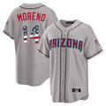 Silnrao A.Diamondbacks #14 Gabriel Moreno Player Gray USA 250 Fourth of July Home Game Stitched Jerseys