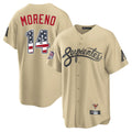 Silnrao A.Diamondbacks #14 Gabriel Moreno Player Tan USA 250 Fourth of July Home Game Stitched Jerseys