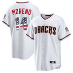 Silnrao A.Diamondbacks #14 Gabriel Moreno Player White USA 250 Fourth of July Home Game Stitched Jerseys