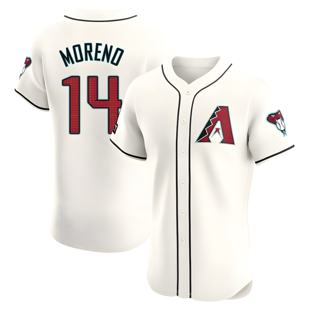 Silnrao A.Diamondbacks #14 Gabriel Moreno Player Cream Elite Home Patch Stitched Jerseys