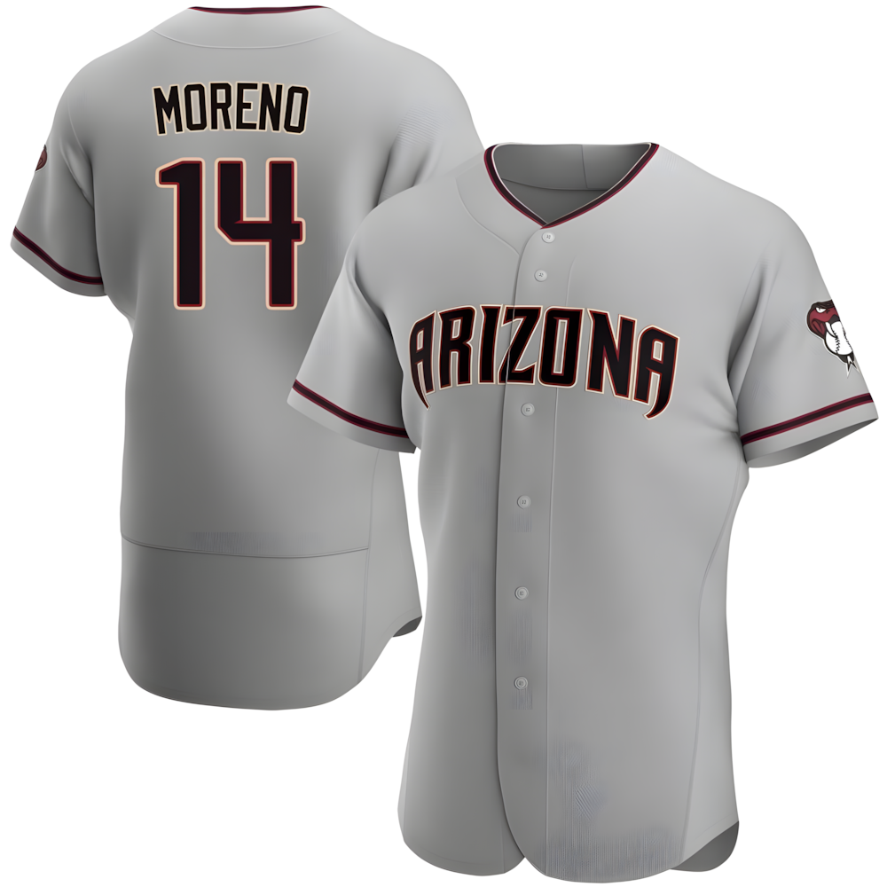 Silnrao A.Diamondbacks #14 Gabriel Moreno Player Gray Authentic Road Stitched Jerseys