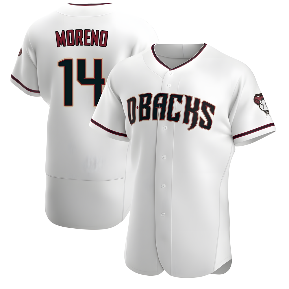 Silnrao A.Diamondbacks #14 Gabriel Moreno Player White Crimson Home Stitched Jerseys