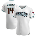 Silnrao A.Diamondbacks #14 Gabriel Moreno Player White Teal Alternate Stitched Jerseys
