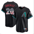 Silnrao A.Diamondbacks #20 Luis Gonzalez Player Black USA 250 Fourth of July Home Game Stitched Jerseys