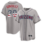 Silnrao A.Diamondbacks #20 Luis Gonzalez Player Gray USA 250 Fourth of July Home Game Stitched Jerseys