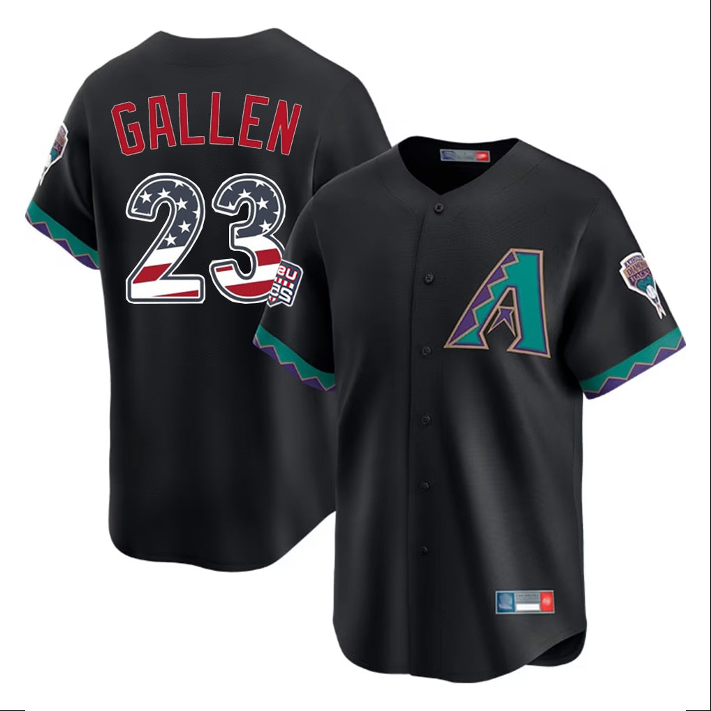 Silnrao A.Diamondbacks #23 Zac Gallen Player Black USA 250 Fourth of July Home Game Stitched Jerseys