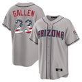 Silnrao A.Diamondbacks #23 Zac Gallen Player Gray USA 250 Fourth of July Home Game Stitched Jerseys