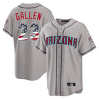 Silnrao A.Diamondbacks #23 Zac Gallen Player Gray USA 250 Fourth of July Home Game Stitched Jerseys