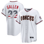Silnrao A.Diamondbacks #23 Zac Gallen Player White USA 250 Fourth of July Home Game Stitched Jerseys